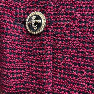 St. John shimmering Red Button up Jacket size 14 and zippered Skirt size 12